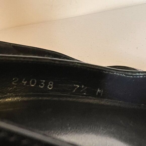 Stuart Weitzman Black Peep Toe Pumps with Patent Leather Trim Detail - Picture 7 of 7